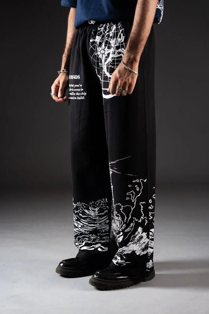 White Skull Gothic Casual Pants Mens American Retro Punk Dark Jogging Pants Harajuku Trend Sweatpants