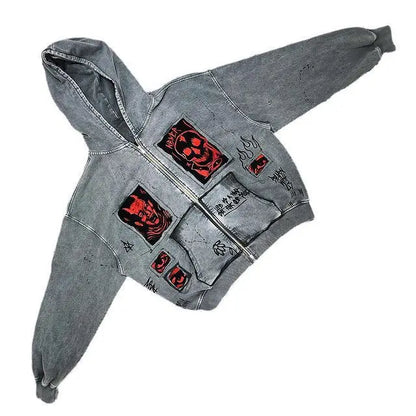 Men's Y2K Devil Print Oversized Hoodie