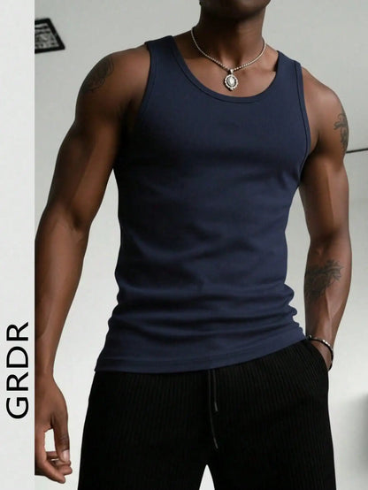 Men's Solid Color Tank Top Slim Fit U-Neck Sleeveless T-Shirt Basic Casual Vest For Men Gym Workout Summer Streetwear Tops