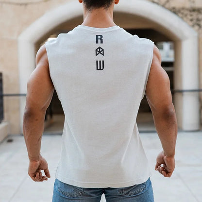Men's Summer Cotton Tank Top Muscle Gym Fitness Workout Sleeveless Shirts O-Neck Vest Casual Sports Tops Male Trendy Breathable