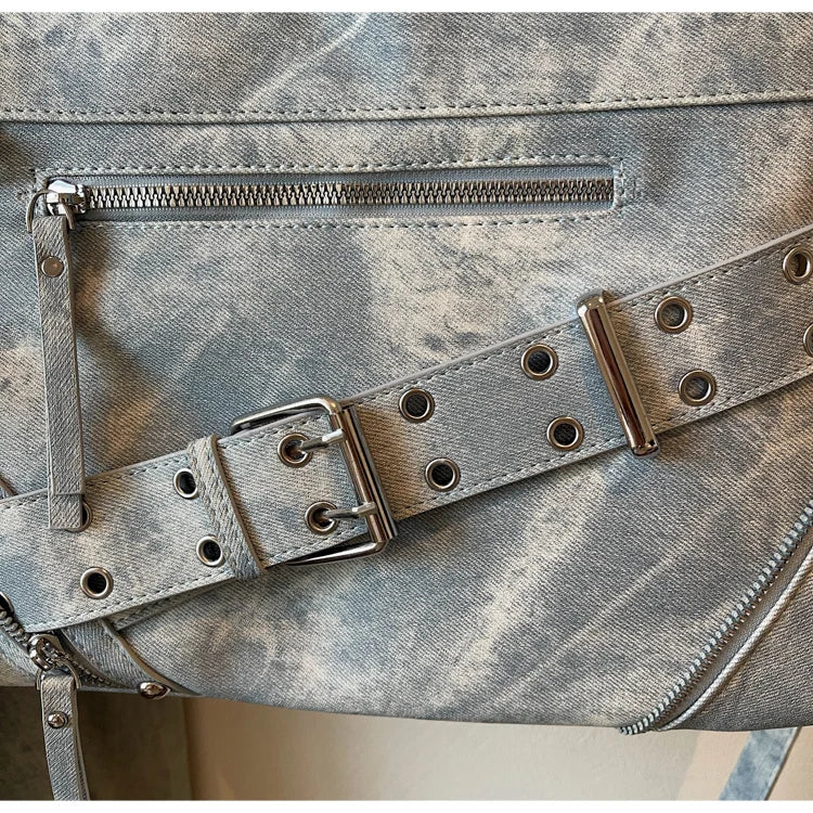 Fashionable Large Capacity Rivet Street Style Women's Tote Bag Shoulder Crossbody Bag Durable Polyester  Commuter Bag