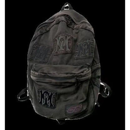 LEFTSIDE Y2k Aesthetic Letter Embroidery Backpack Patchwork Vintage Gothic Schoolbags Luxury Design Casual Students Backpacks