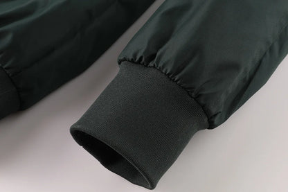 Men's Winter Warm, Hooded Jacket with Raw Edge, Lined Aviator Jacket, Embroidered Badge Design, Windproof and Waterproof Jacket