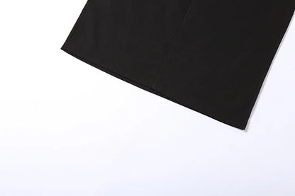 Women Midi Skirts Goth Dark Grunge Casual Tag Split Mall Gothic Punk High Raise Slim Long Skirt Y2k Sexy Fashion Streetwear