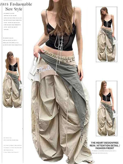 Summer Women Goblin Core Long Trousers Parachute Pants Harajuku Y2K Streetwear Loose Grunge 2000s Streetwear Hip-pop Sweat Pants