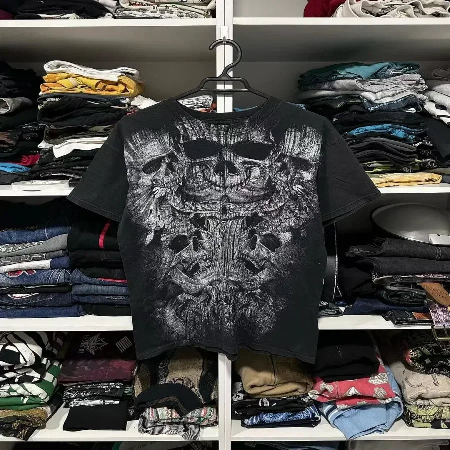 Apex Ritual – Y2K Hip Hop Oversized Long Sleeve T-Shirt – Gothic Round Neck Streetwear Top