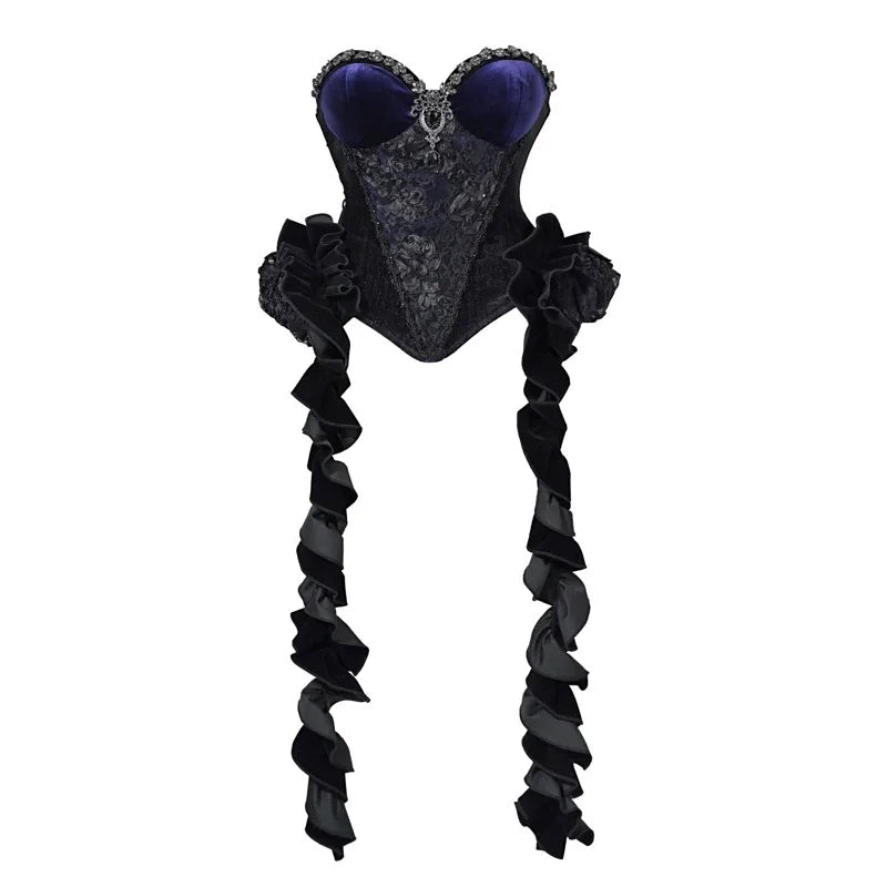 Women's Gothic Velvet Corset Waist Top
