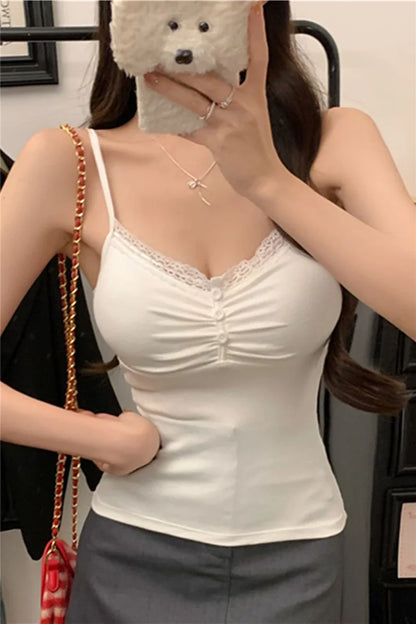 Women's White Lace Padded Crop Top