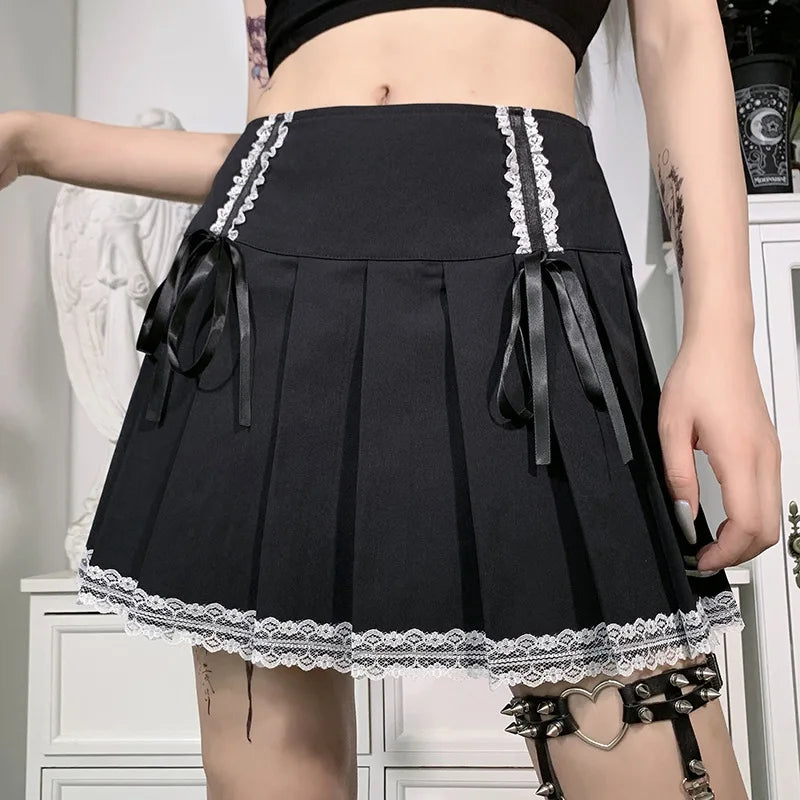 Women's Pink Plaid Gothic Mini Skirt