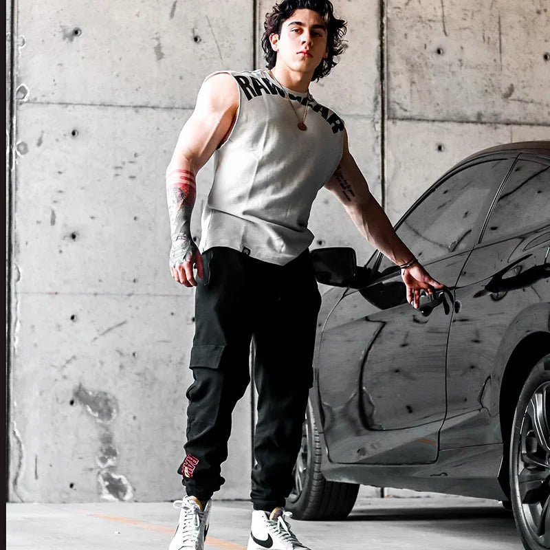 Men's Summer Cotton Tank Top Muscle Gym Fitness Workout Sleeveless Shirts O-Neck Vest Casual Sports Tops Male Trendy Breathable