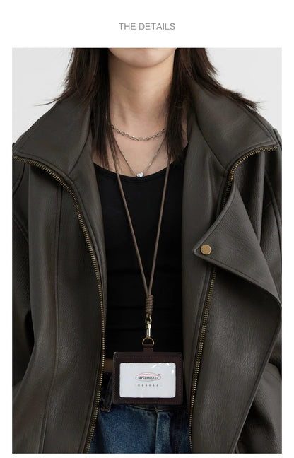 CHIC VEN Woman PU Jacket Solid Loose New Retro Standing Collar Motorcycle Faux Leather Coat Female Top Spring Autumn 2026