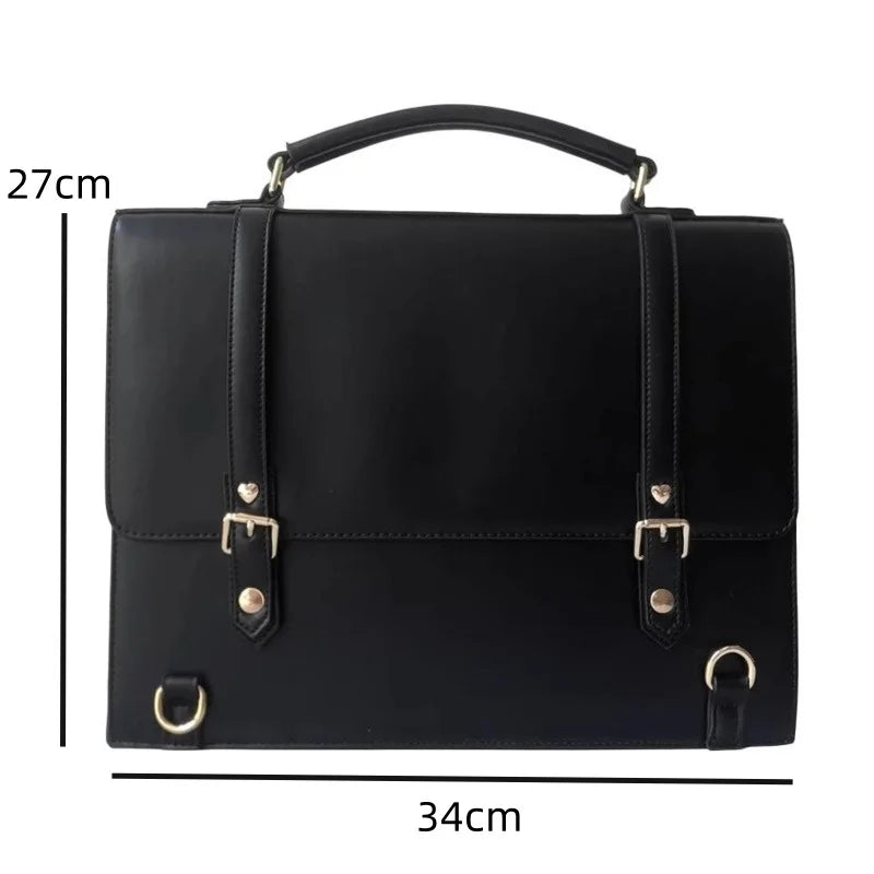PU Leather Japanese Brown Ita Backpacks Transparent Jk Lolita Pain Bags Flap Pocket Student Shoulder Bags Preppy Style Bag Girls
