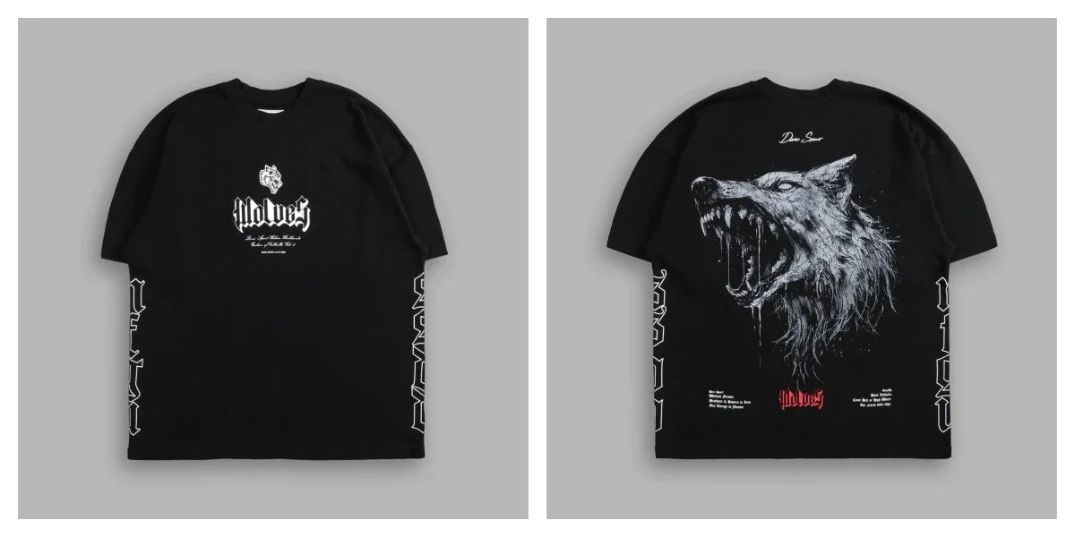 Apex Ritual – EINHERJAR サイドバイサイド オーバーサイズ Tシャツ – Y2K ゴシック ヒップホップ カップル Tシャツ