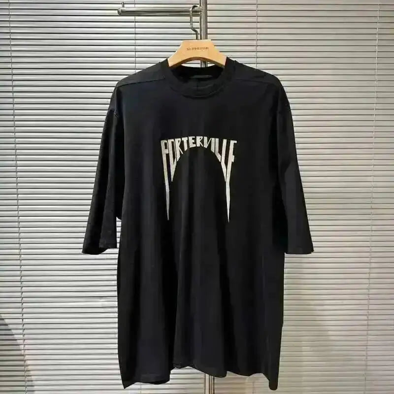 HKSH Summer Men's Tide Dark High Street Trendy Letters Print T-shirt Women Round Collar Cotton Oversized Loose Short Tees HK3578