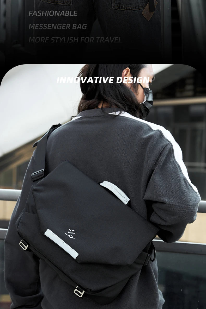 MOYYI Design Large Laptop Messenger Bag for Men Waterproof Travel Crossbody Shoulder Bag Reflective Cycling College School Bag