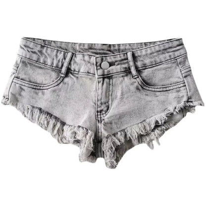 TVVOVVIN American Slim Sexy Versatile Women Spicy Girls Super Low Waist Super Short Tassels Denim Shorts Hot Women PY8E