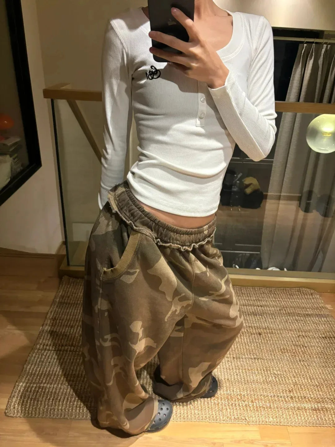 American Retro Y2K Hot Girl Camouflage Workwear Casual Pants Women Early Spring 2025 New High Waist Loose Wide Leg Long Trousers