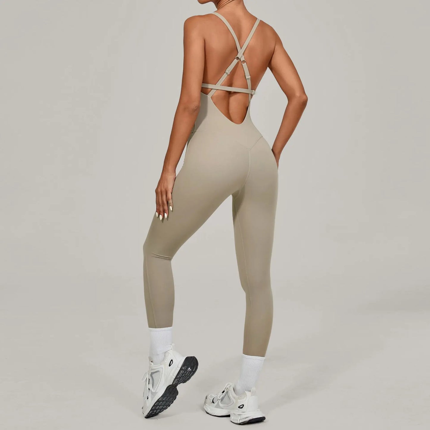 Women's Workout Backless Purple Jumpsuit