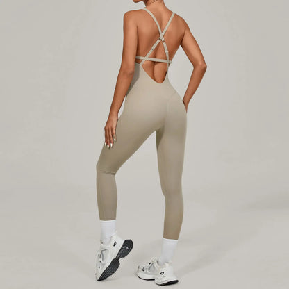 Women's Workout Backless Purple Jumpsuit