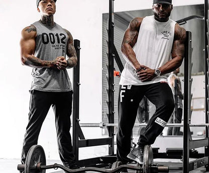 Men's Cotton Tank Top Gym Fitness Bodybuilding Sleeveless Singlet Workout Vest Summer Casual Basketball Shirt Male Sports Tops