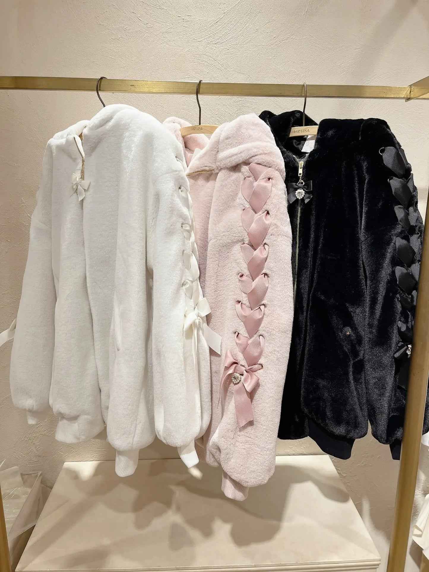 High Quality Japanese Winter New Sweet Cute Mine Cute Rabbit Ear Plush Cotton Coat Jacket Girl Lolita Fur Coats Women Parkas