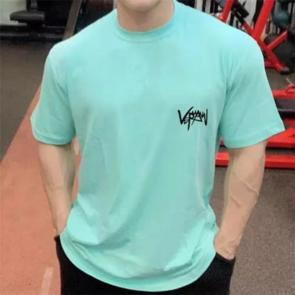 Apex Ritual – メンズオーバーサイズスポーツTシャツ – 丸首コットンサマートレーニングランニングティー