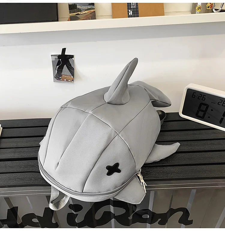 Whale Design Dual Shoulder Backpack Unisex Street Style Cycling Bag Fashionable Student Backpack for Men And Women