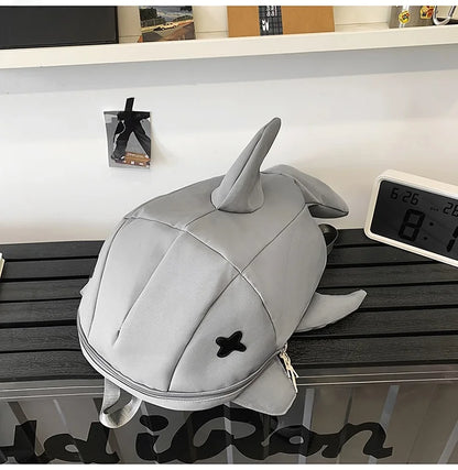 Whale Design Dual Shoulder Backpack Unisex Street Style Cycling Bag Fashionable Student Backpack for Men And Women