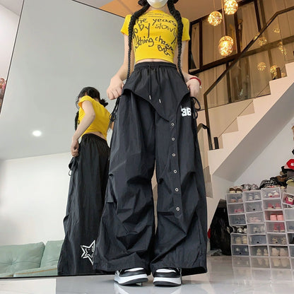 Quick Dry Jazz Dance Style Workwear Pants Women's Autumn New Hip Hop Casual Pants Hot Girl Sports Long Pants Asymmetrical Loo...