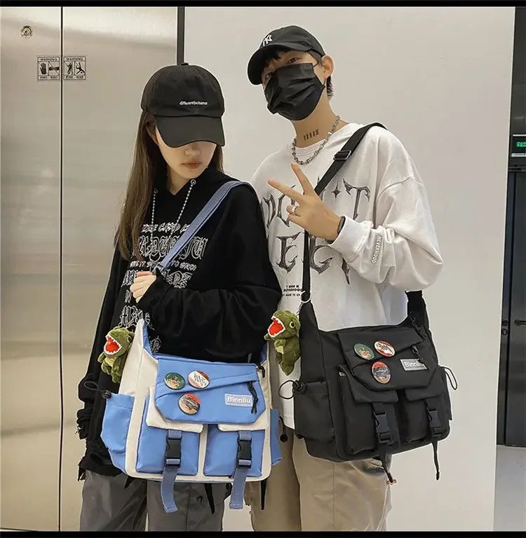 Harajuku Men Nylon Crossbody Bags for Women Messenger Bag Girls School Book Bags Youth Canvas Handbags Shoulder Bag Sac Bolsas
