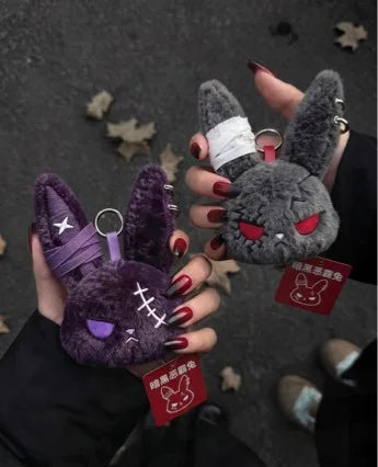 Apex Ritual – ホットゴシックバニーぬいぐるみキーチェーン – かわいいウサギバッグチャームキーリングペンダント
