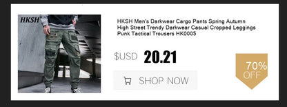HKSH Spring Summer New Men's Tide Dark Cotton Form Five Star Printed Pattern Cotton T-shirts Half Sleeve Women Chic Tees HK2006