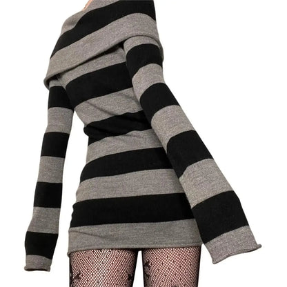 Women's Striped Off-Shoulder Mini Dress