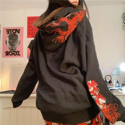 Hoodie Kawaii Y2k Anime Cartoon Goth Zip Up Hoodie Woman Harajuku Streetwear Loose Long Sleeve Sweatshirts Femme Sweatshirts