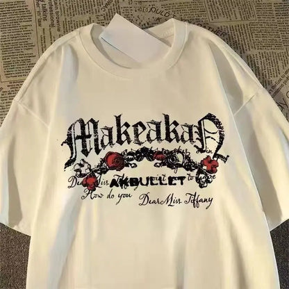 Apex Ritual – レディース スカルプリント コットン Tシャツ – ヴィンテージ 丸首 半袖 Tシャツ