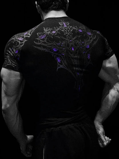 Muscular Men Trendy FitnessTShirt，Adopt American-Style Trendy Brand Sports Quick-Dry Breathable Short SleevesTShirt。