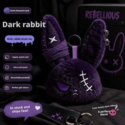 Halloween Gothic Bunny Plush Keychain RabbitBag Charm with Bandage Desian Kawaii Key Ring Pendant Car Bag Ornament Gift