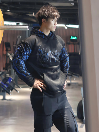 New Men's Fashion Hoodie for Spring/Fall | Street Style Color-Block Print Pullover | Comfortable Versatile with Pockets