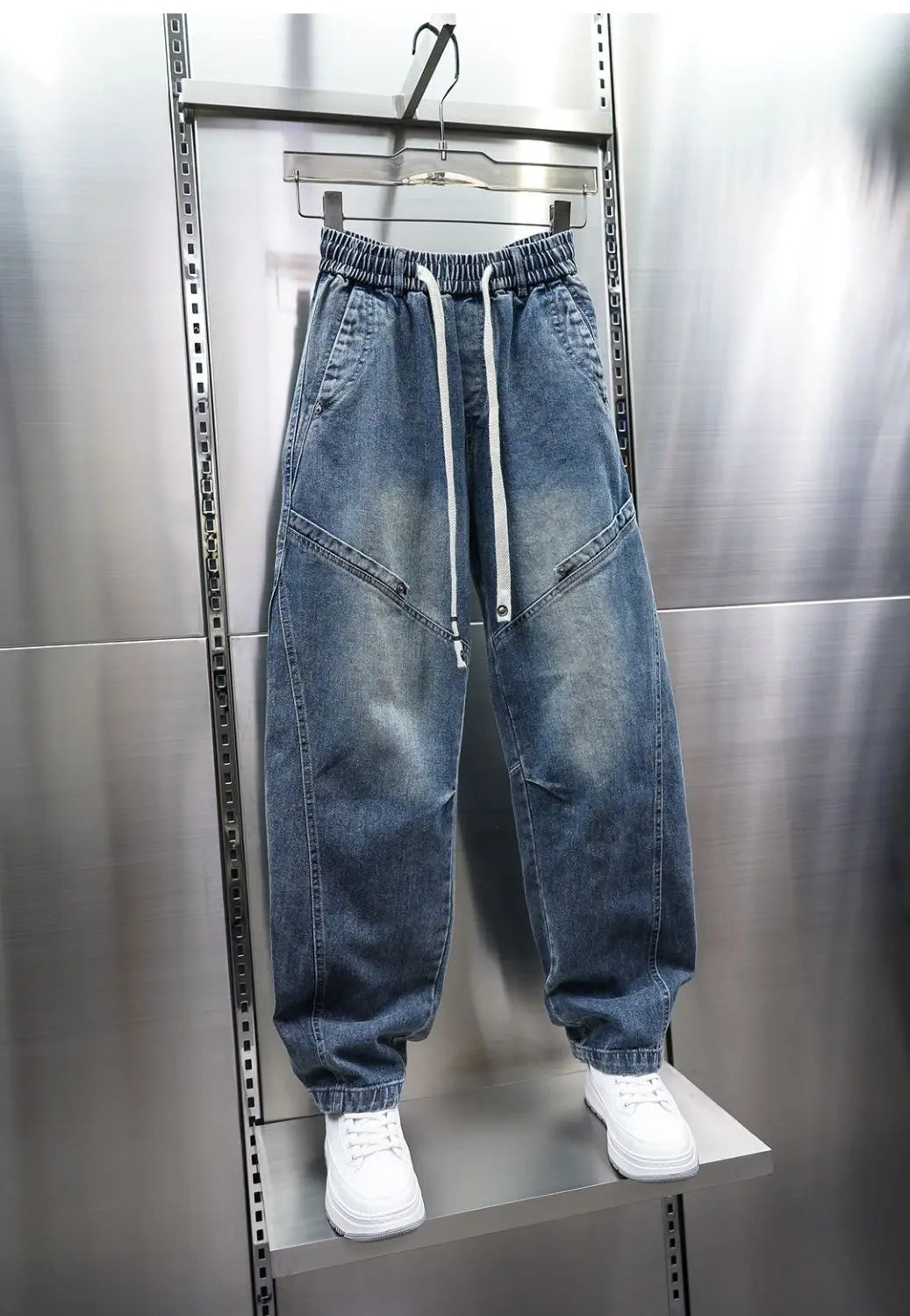 American Retro Washed Distressed Jeans Loose Straight Wide-leg Jeans Luxury Brand Men's Clothing