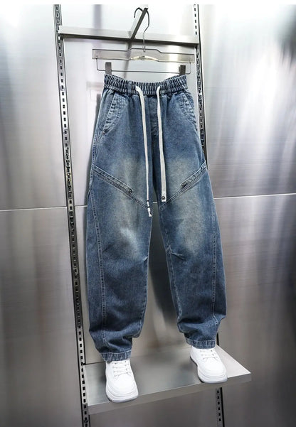 American Retro Washed Distressed Jeans Loose Straight Wide-leg Jeans Luxury Brand Men's Clothing