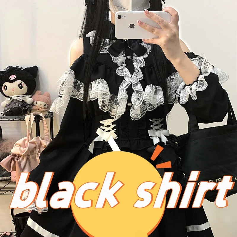 Women's Jirai Kei Lolita Long-Sleeve Blouse