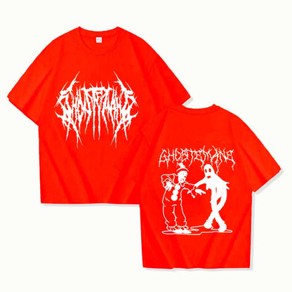 New Ghostemane Double Sided Print T-shirt Men Women Fashion Hip Hop Metal Gothic Rock T Shirt Oversized Loose Streetwear Top