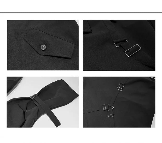 Black Oversized Dark Trench Windbreaker