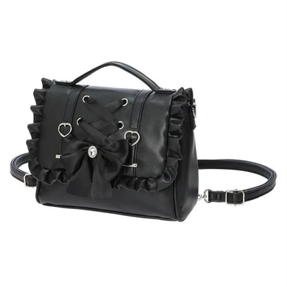 Mine Department Lolita Women's Bag Bow Control Strap Love Handbag Sweet Cute One Shoulder Oblique Span Women's Student Backpack