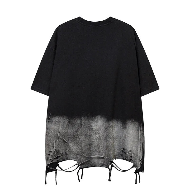 HKSH Summer New Trendy Dark Color Contrast O-Neck Short Sleeve T-shirts Men's Tide High Street Half Length Tees Tie-dyed HK0989