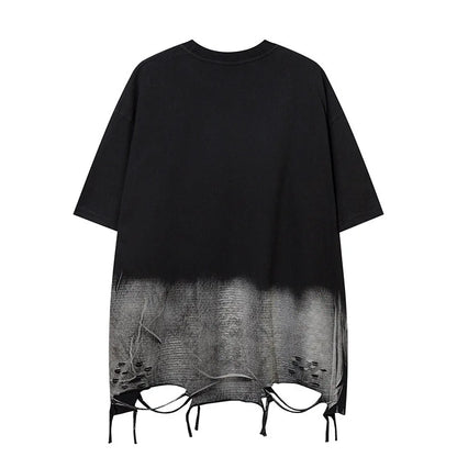 HKSH Summer New Trendy Dark Color Contrast O-Neck Short Sleeve T-shirts Men's Tide High Street Half Length Tees Tie-dyed HK0989