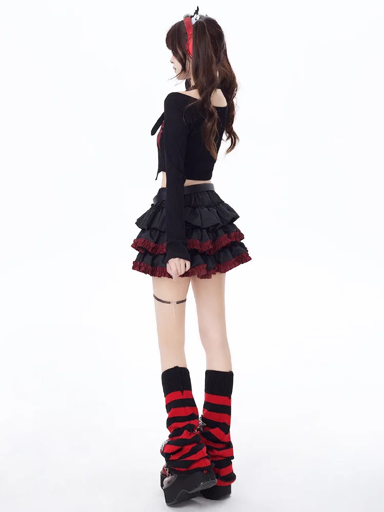 Y2k Mini Skirts Summer Women Black Gothic A-Line Pleated Skirt Harajuku Vintage 90s Aesthetic Kawaii Skirt 2000s Clothes