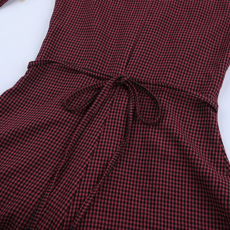 Women's Plaid Tie-Up Shirt Mini Dress