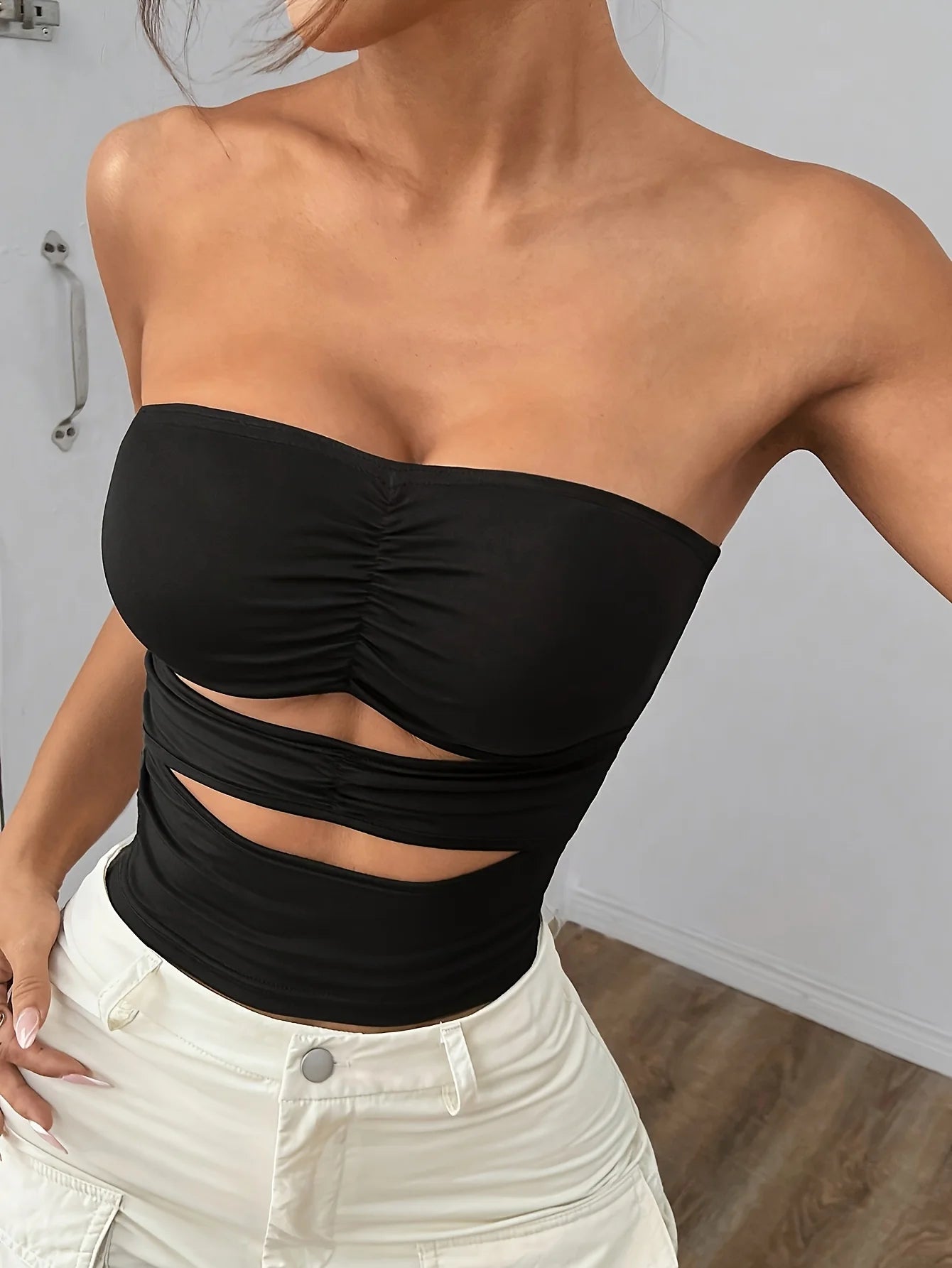 Women's Side-Cutout Strapless Tube Top