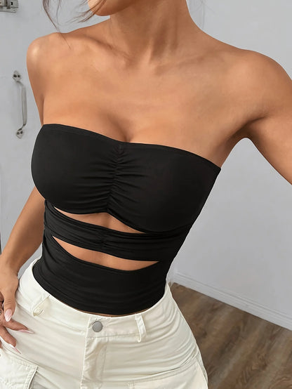 Women's Side-Cutout Strapless Tube Top